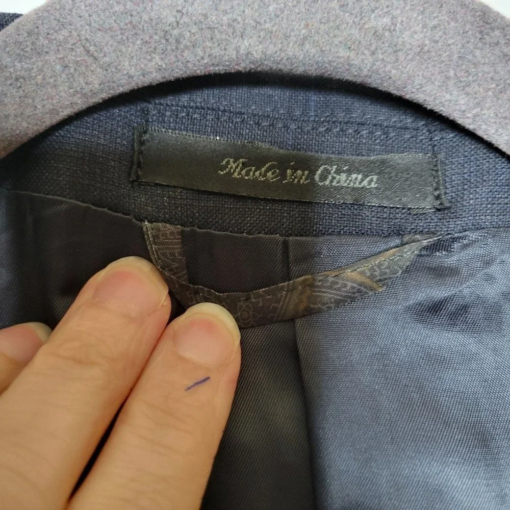 Lauren‎ Ralph Lauren Navy Wool Blazer Classic Tailored Dark Academia 44L